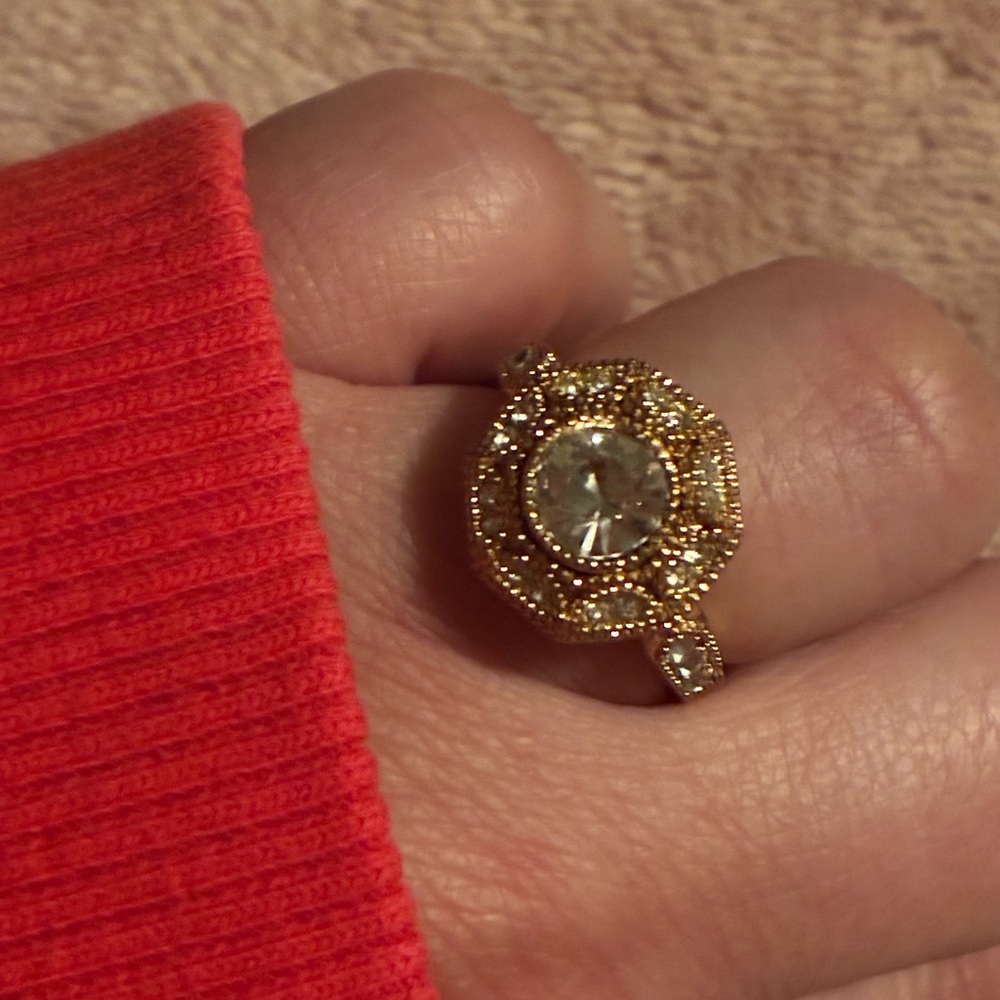 Gold-Tone Ring with Clear Gemstone - Picture 11 of 16